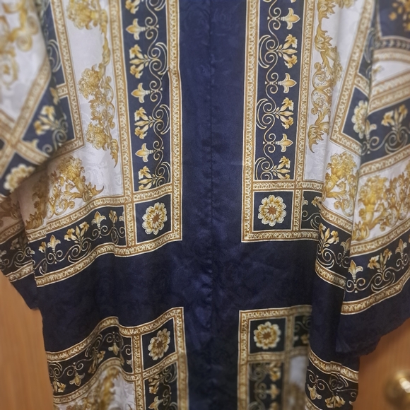 Vintage Cabernet  Baroque Print/ Versace Look ZIP FRONT Caftan  Sz Lg - Picture 8 of 12